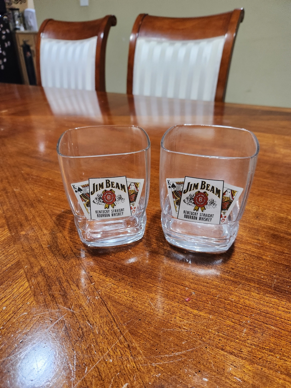 Vintage Jim Beam Branded Square Whiskey Glasses - Clear (Set of 2)